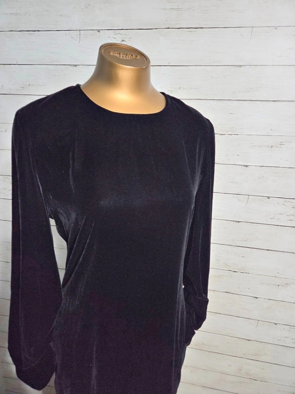 Zara Black Long Sleeve Velvet Dress Like New Medium Ruched Long Sleeve Side Slit